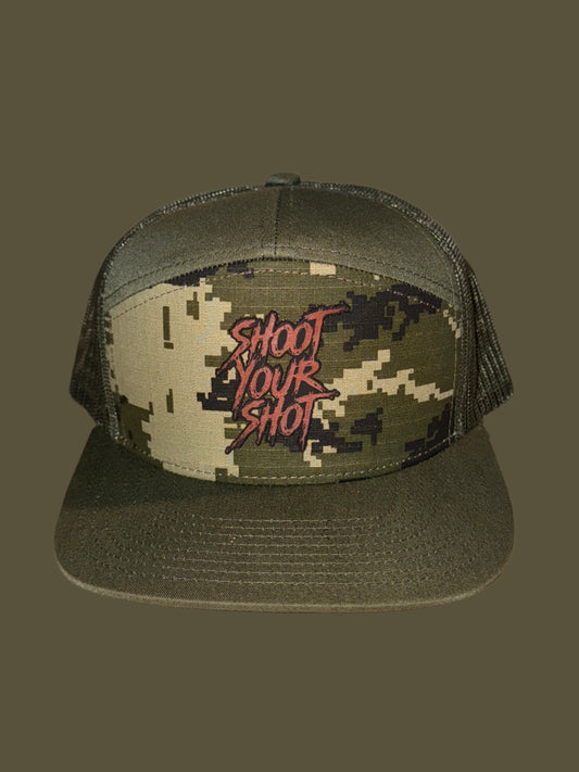Camo 7 panel Trucker hat