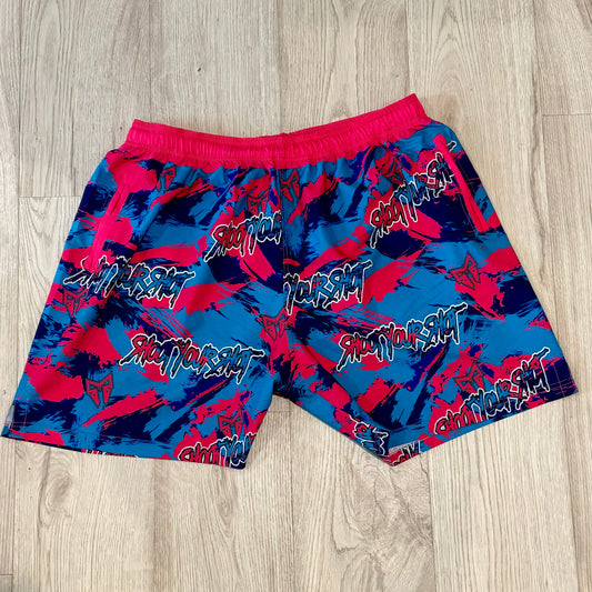 SYS Shorts teal pink camo